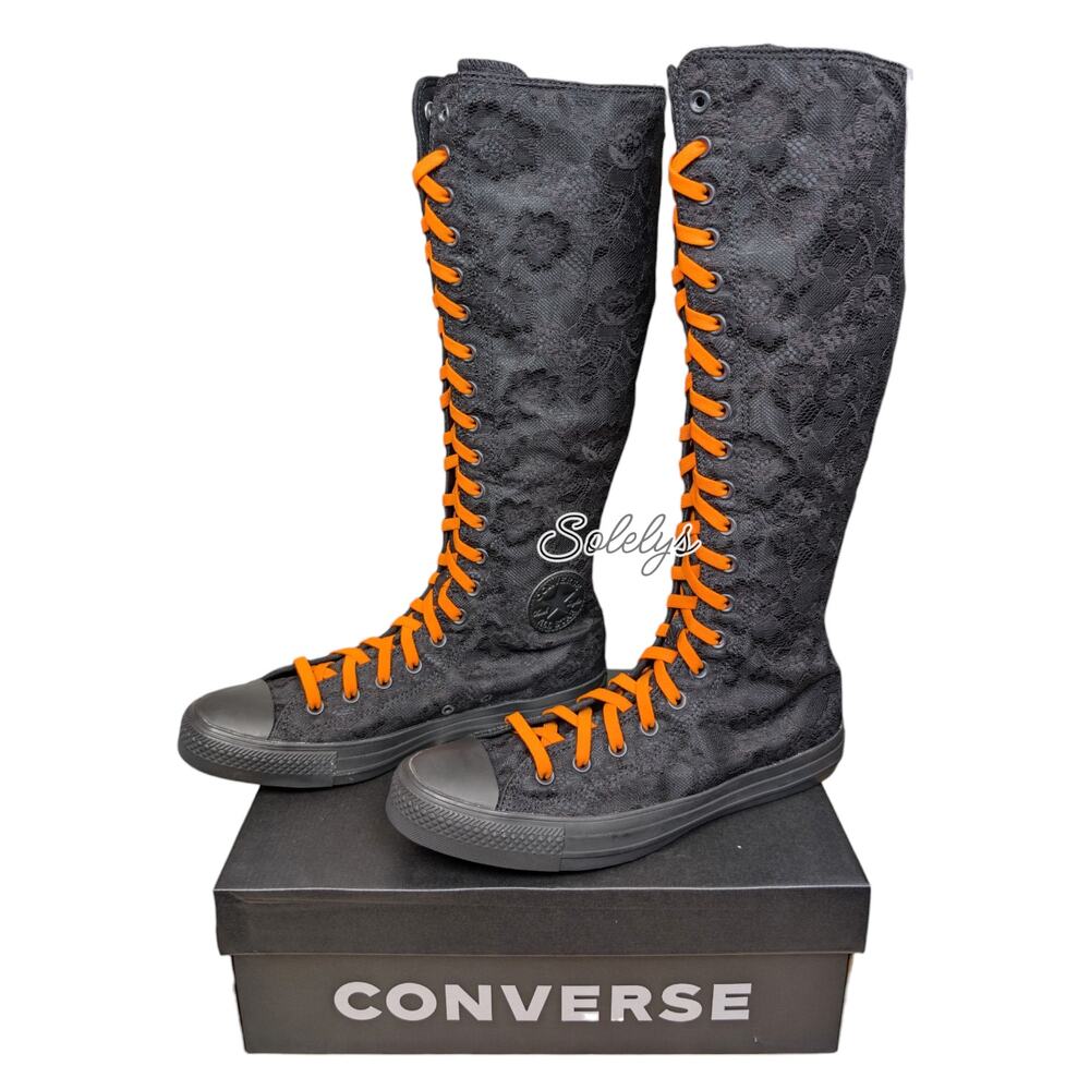 Converse CTAS XXHI Lace Black Orange Knee High Sneaker Boot Womens 11.5 NEW - Picture 4 of 10